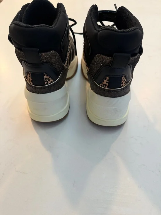 Black and Brown Glitter High-Top Sneakers - Picture 4 of 6